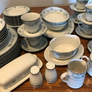 Vintage Noritake Blue Hill 55 Pieces Service for 8 plus Serving Pieces.